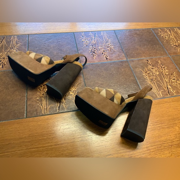 BRAND NEW Jeffrey Campbell SEVENTYONE 70s style suede patchwork platforms - Picture 3 of 7